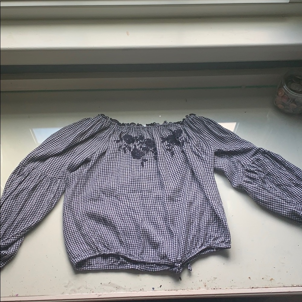 A super cute off the shoulder Hollister top